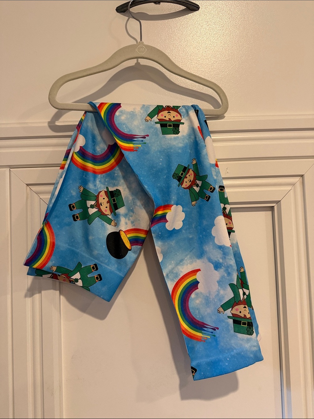St Patrick’s Day Rainbow & Leprechaun legging Pants - Blue Rainbow M 7-9